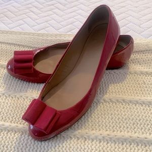 Talbots patent leather flats with suede bow